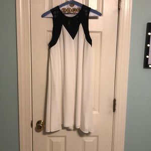 White dress with black top detailing